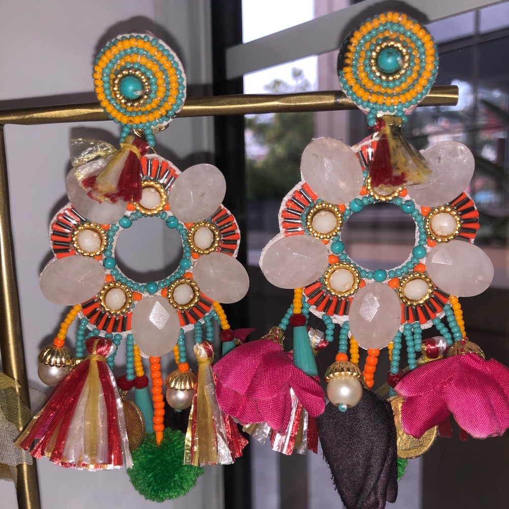 BEAUTIFUL RANJANA KHAN HANDMADE CLIP ON  EARRINGS